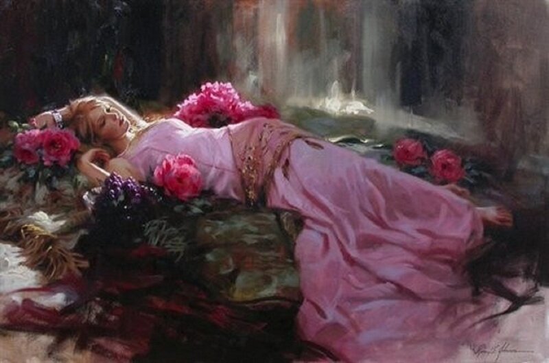 Woman in Pink Dress — Serene, Illustration