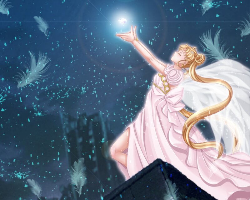 Woman in Pink Dress — Serene, Night, Anime