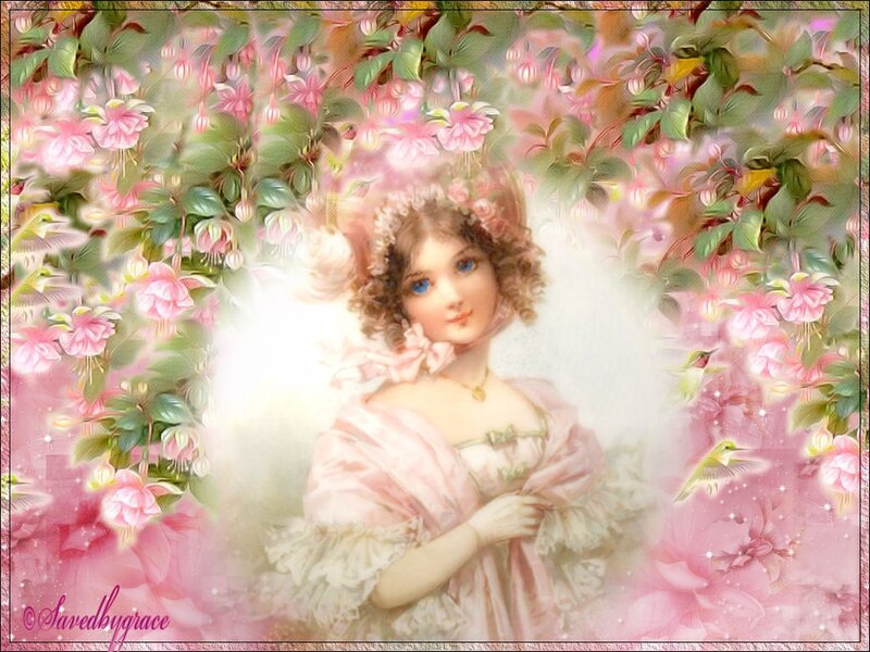 Woman in Pink Dress — Serene, Spring, Illustration