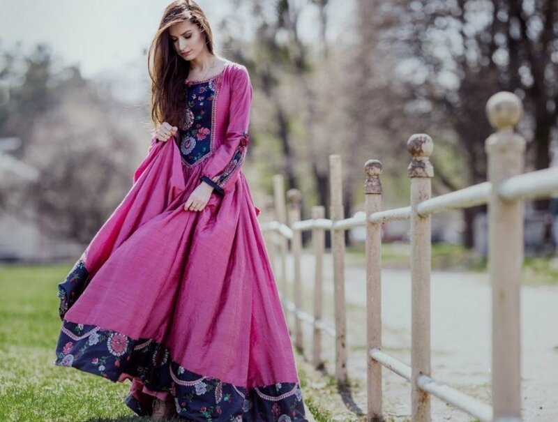 Woman in Pink Dress — Serene, Spring, Photograph, Grass