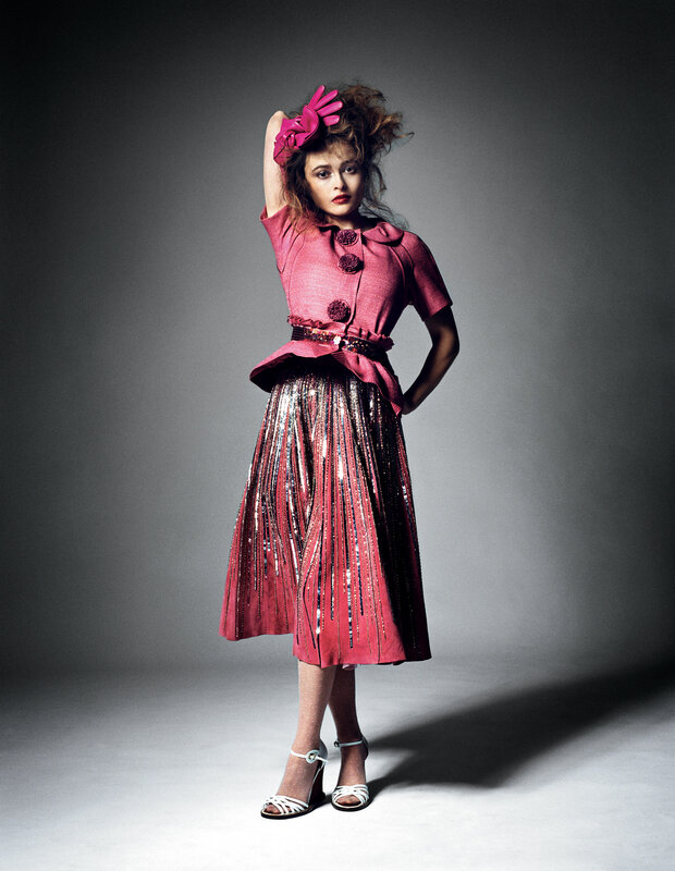 Woman in pink dress with sequins