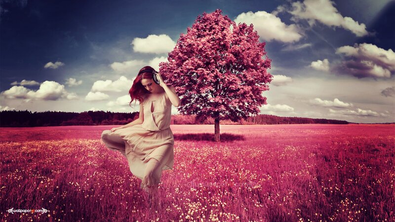 Woman in Pink Field