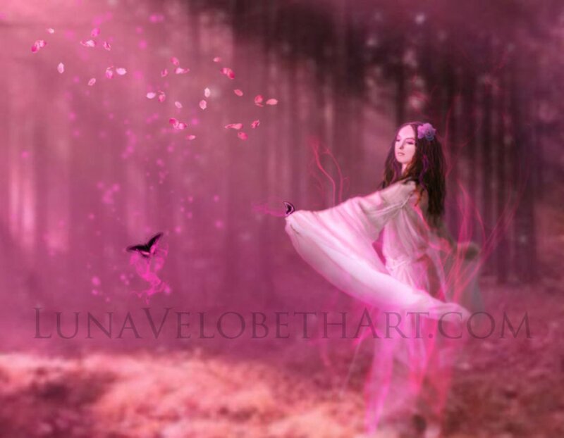 Woman in Pink Forest