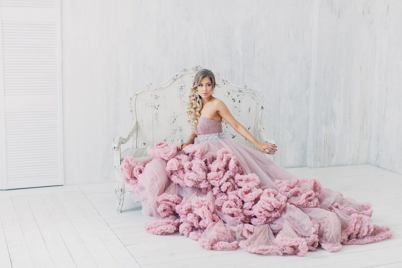 Woman in Pink Gown — Elegant, Photograph