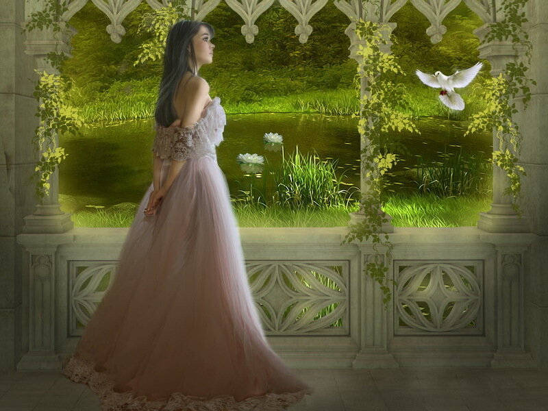 Woman in Pink Gown — Green