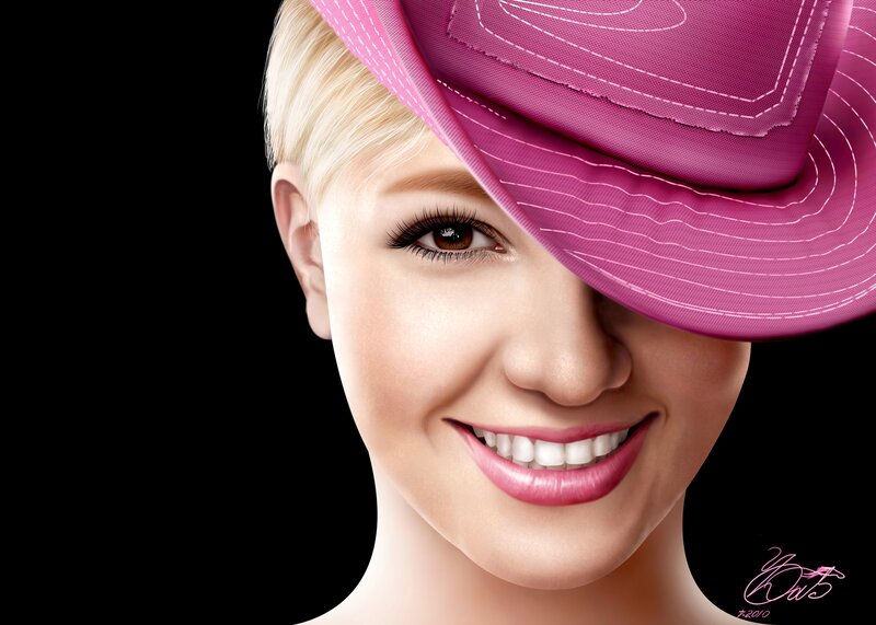 woman in pink hat smiling