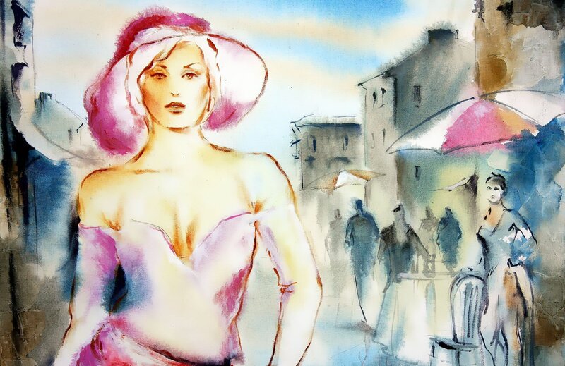 Woman in Pink Hat — Vibrant