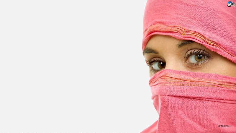 woman in pink headscarf