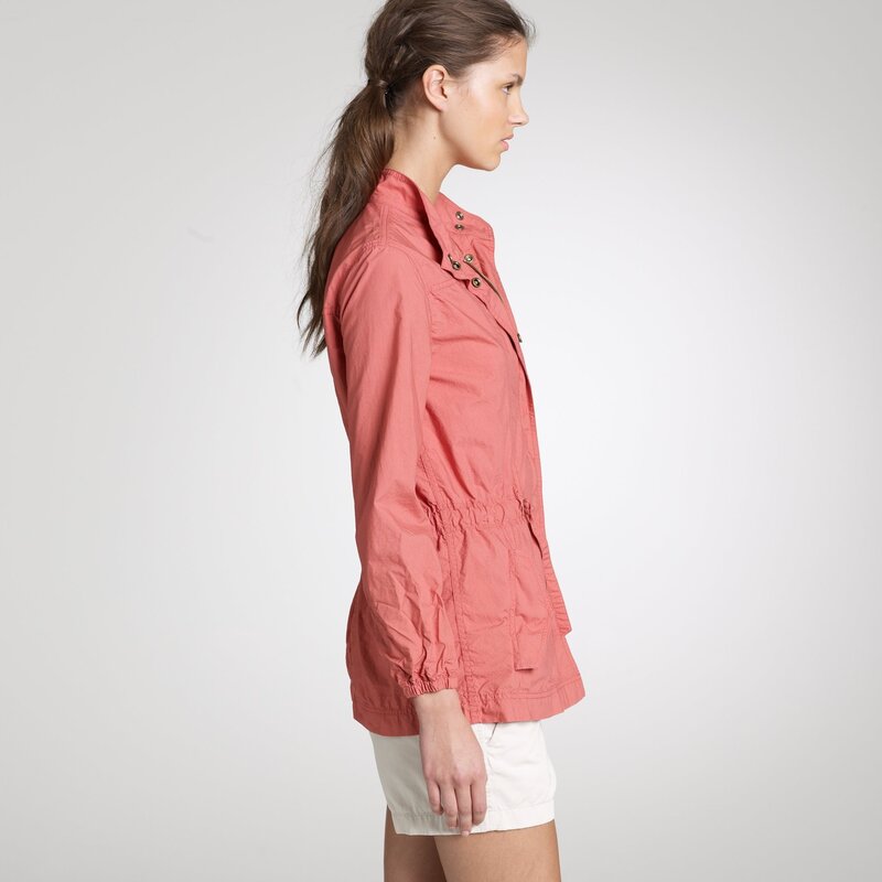 Woman in Pink Jacket — Neutral, Photograph, Shorts