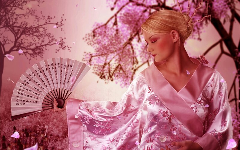 Woman in Pink Kimono — Serene