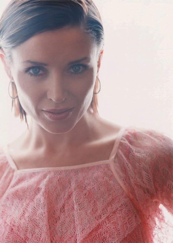 woman in pink lace top