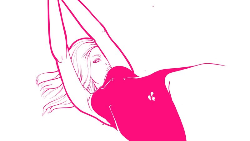 woman in pink leotard stretching