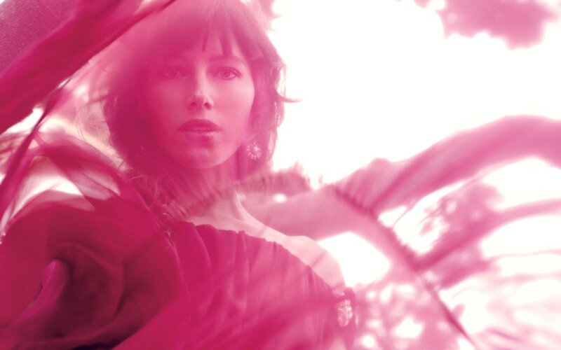 woman in pink light