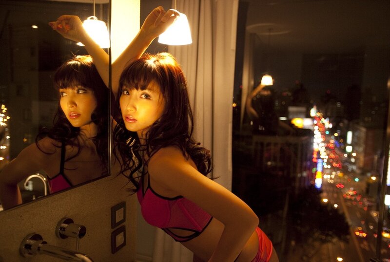 Woman in Pink Lingerie — Dramatic, Night, Photograph, Mirror