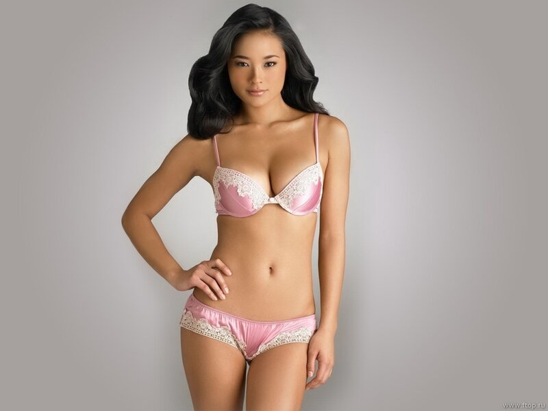 Woman in Pink Lingerie — Neutral, Photograph, Bra, Panties, White, Gray