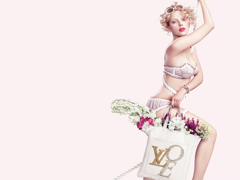 woman in pink lingerie with flowers