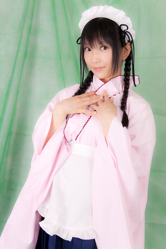 woman in pink maid outfit