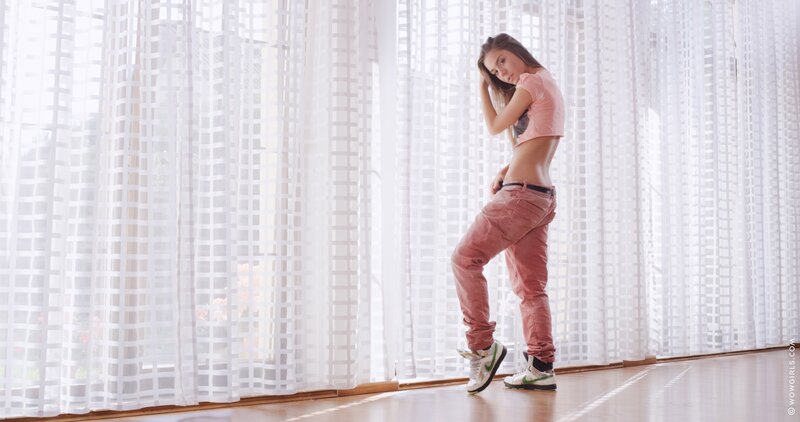 woman in pink outfit