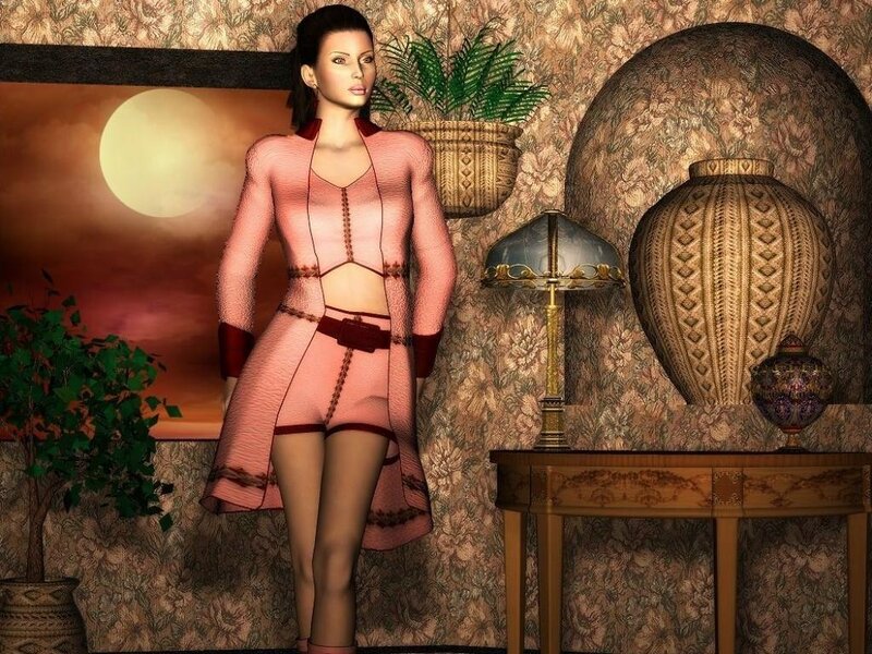 Woman in Pink Outfit — Dramatic, Sunset