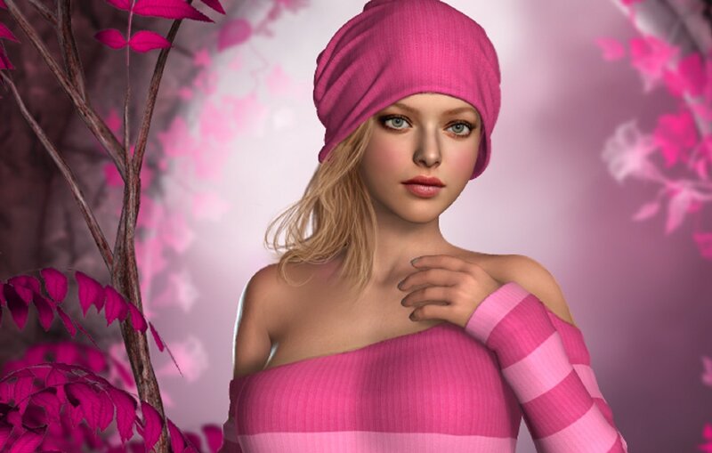 Woman in Pink Outfit — Serene, 3d Render