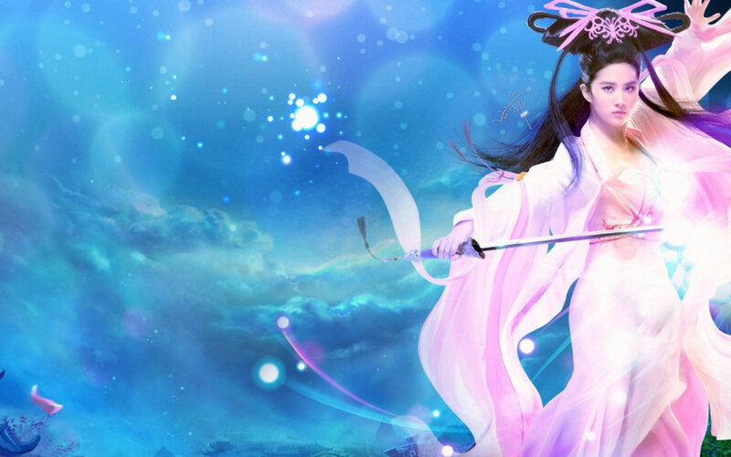 Woman in Pink Robe — Blue