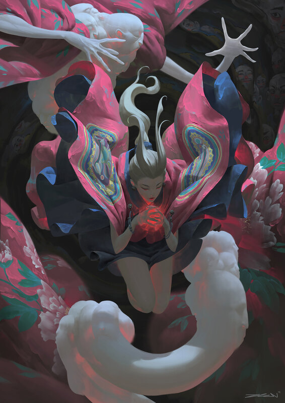Woman in Pink Robe — Dramatic