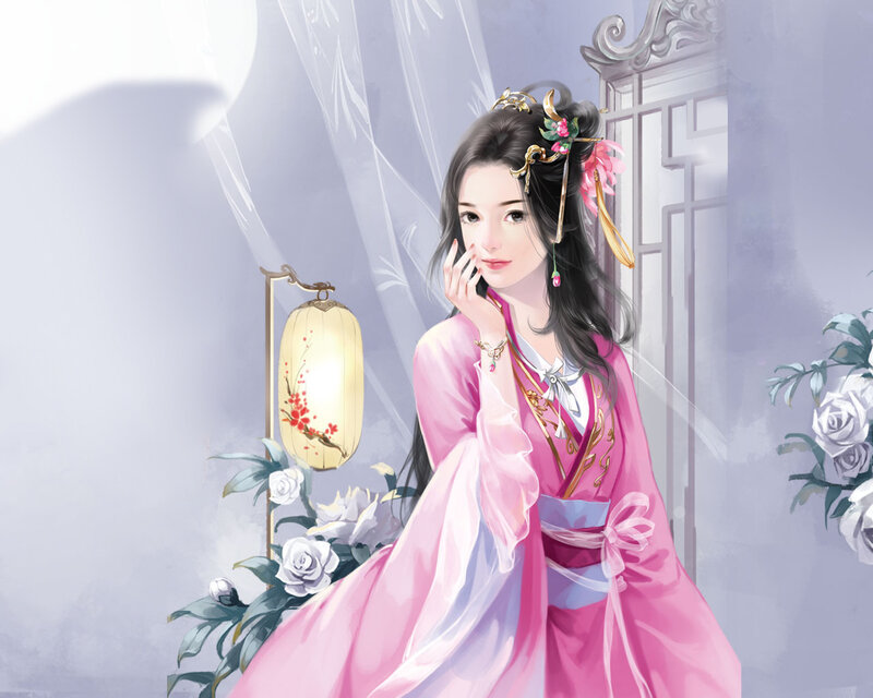 Woman in Pink Robe — Serene, Night