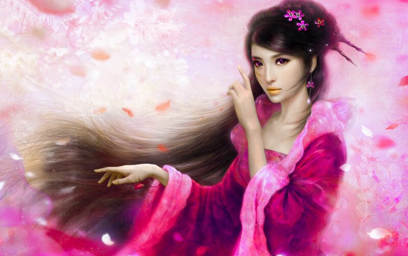 Woman in Pink Robe — Serene, Spring