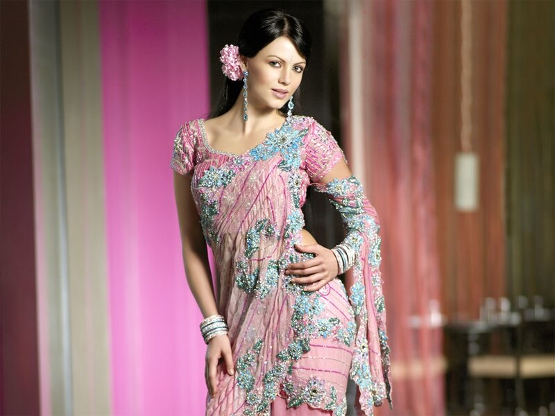 Woman in Pink Sari — Confident, Photograph, Flower