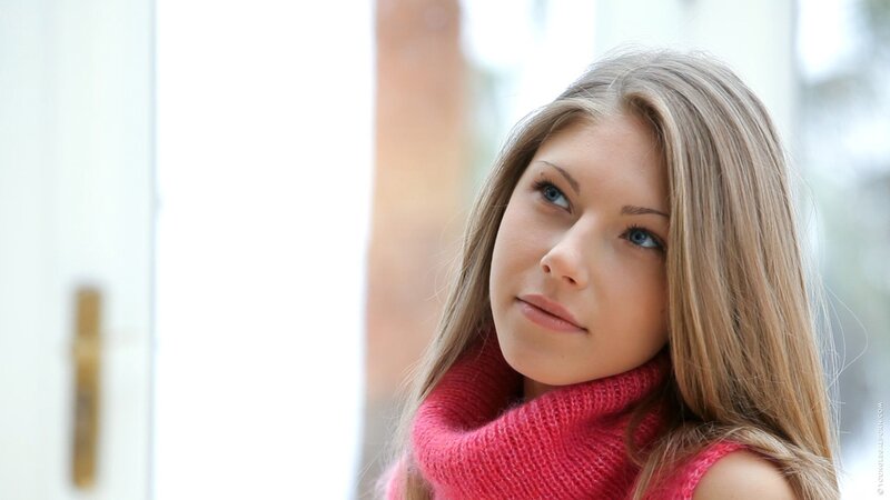 woman in pink scarf