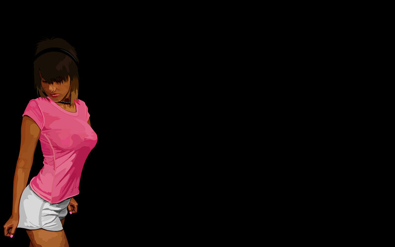woman in pink shirt