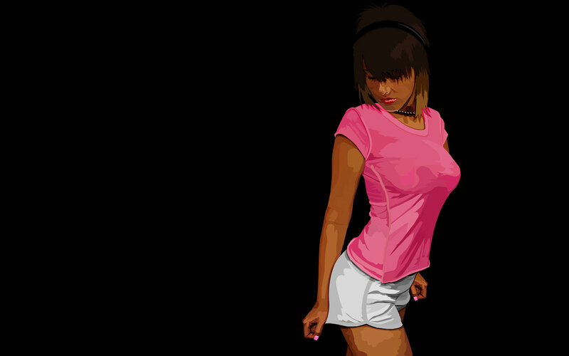 woman in pink shirt