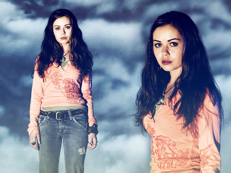 Woman in Pink Shirt — Blue, Dramatic