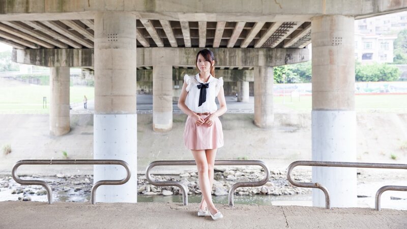 Woman in Pink Skirt — White, Calm