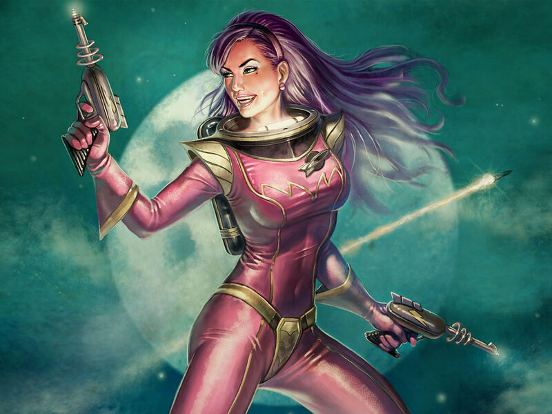 Woman in Pink Suit — Action