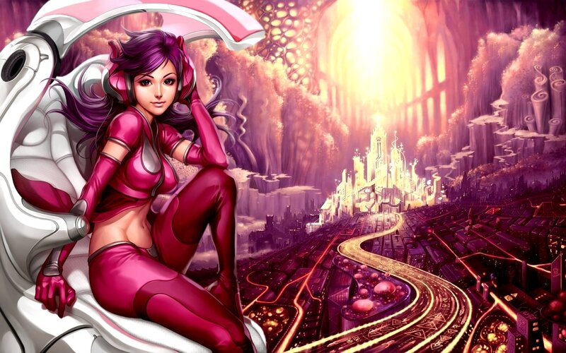 Woman in Pink Suit — Purple
