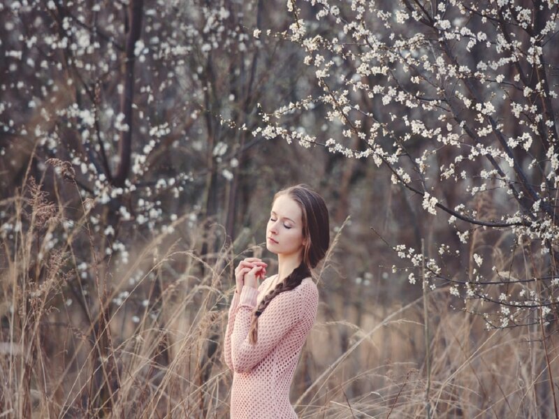 Woman in Pink Sweater — Serene, Spring