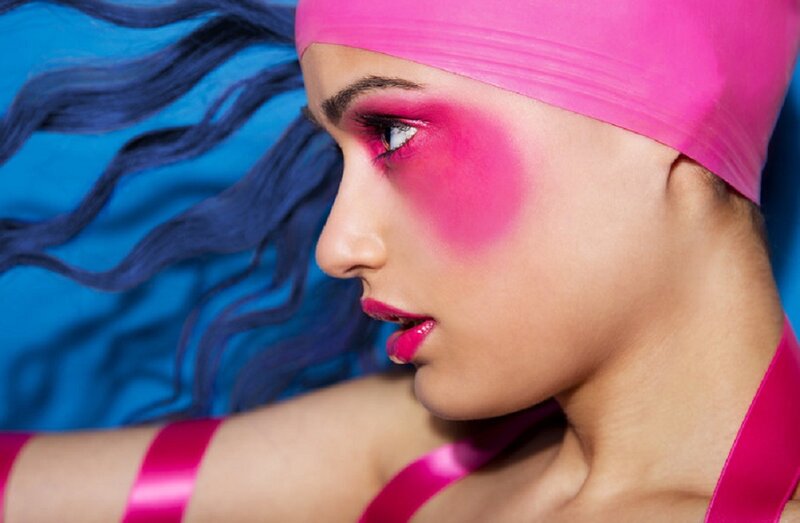 Woman in Pink Swim Cap — Dramatic