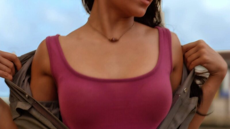 woman in pink tank top