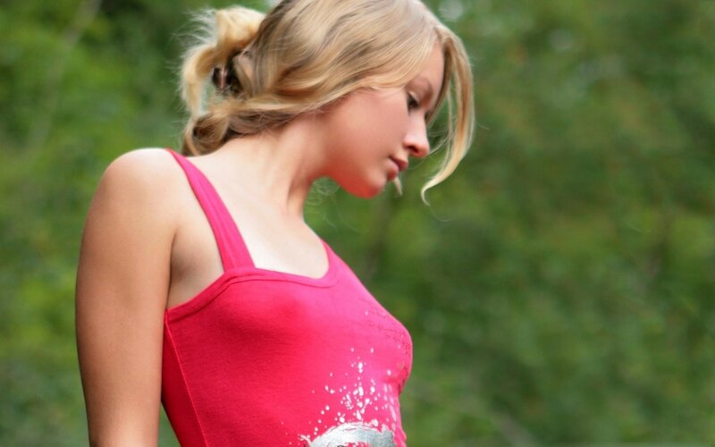 Woman in Pink Tank Top — Calm, Photograph