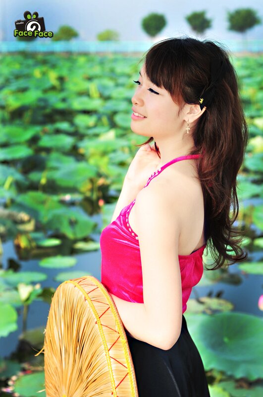 Woman in Pink Top — Green, Serene, Afternoon