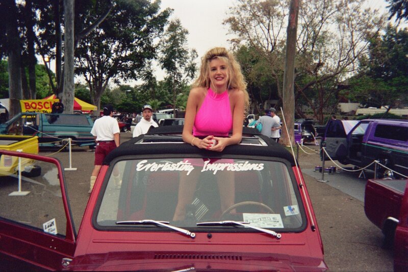 Woman in Pink Top — Red, Outdoor