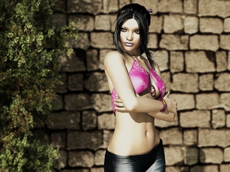 woman in pink top standing