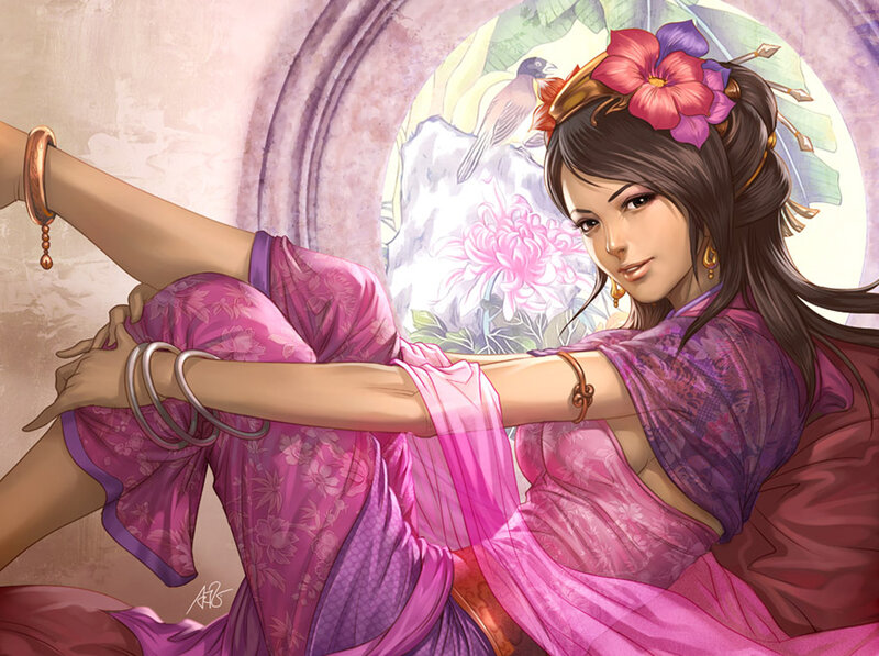 woman in pink traditional dress