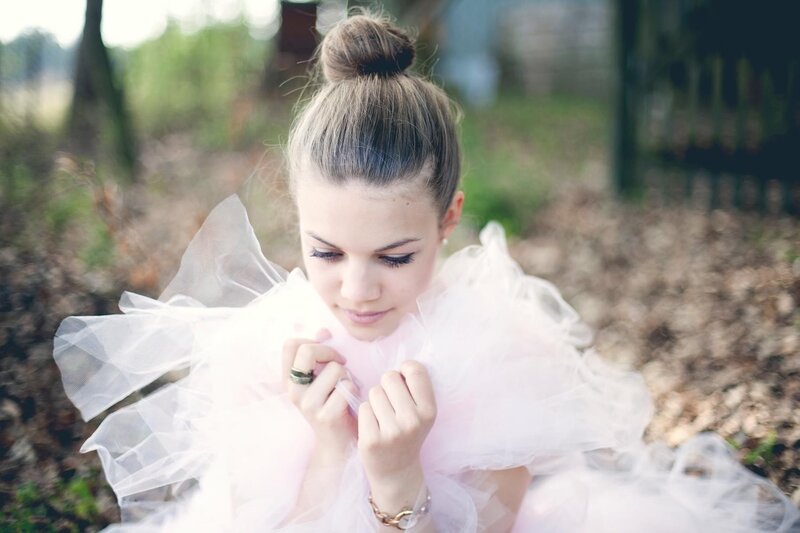 woman in pink tulle dress