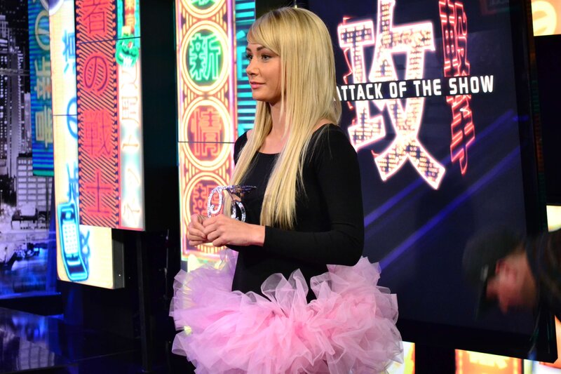 Woman in pink tutu on stage