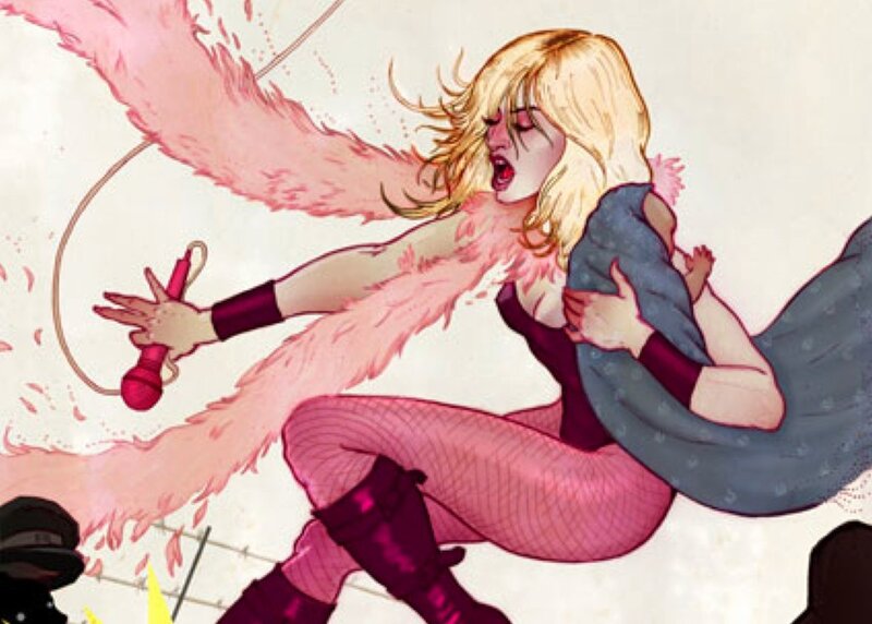 Woman in pink with whip