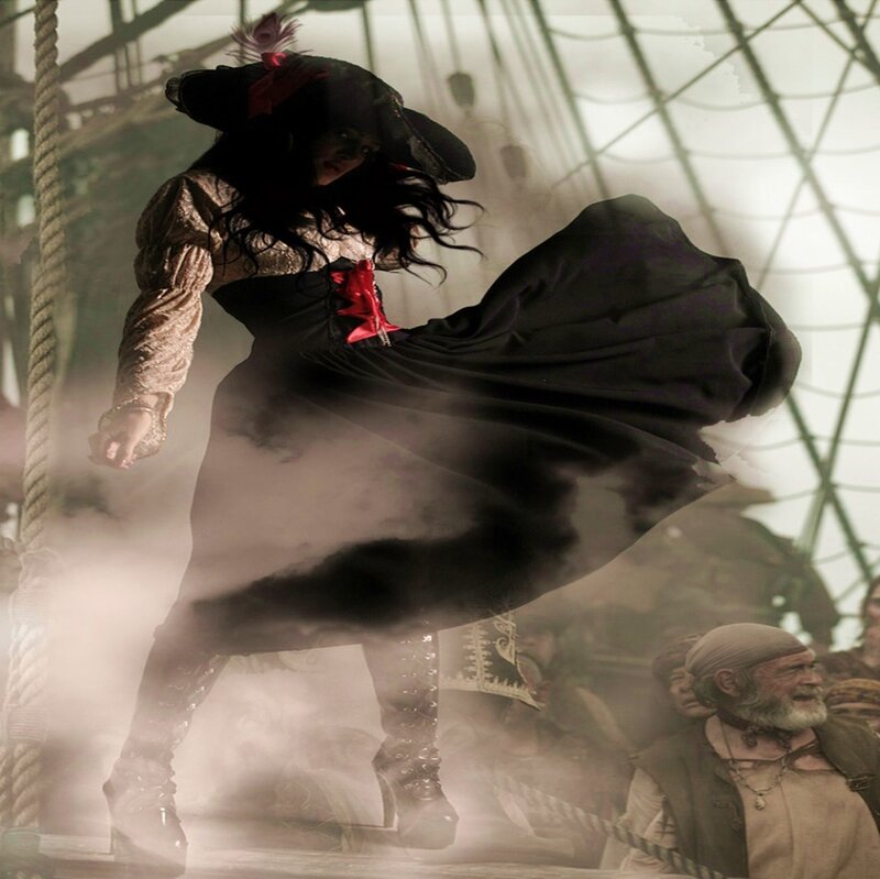 Woman in Pirate Costume — Black, Dramatic