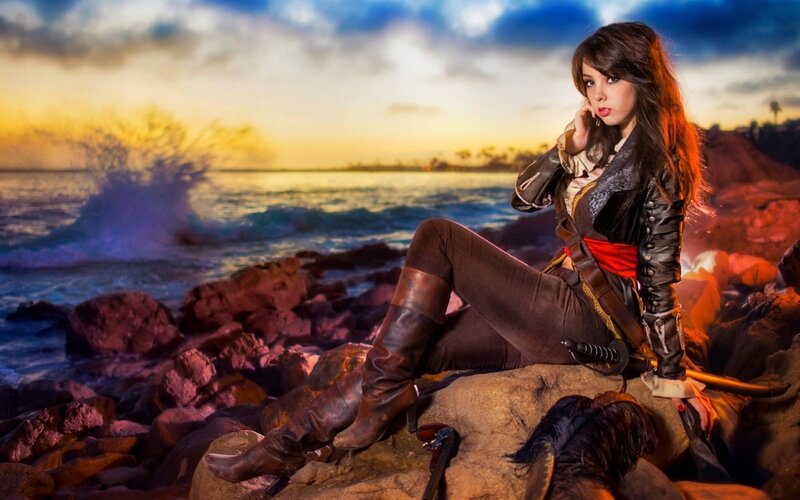Woman in Pirate Costume — Blue, Dramatic