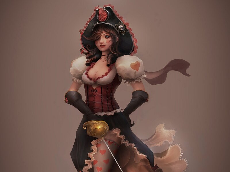 Woman in Pirate Costume — Brown, Dramatic